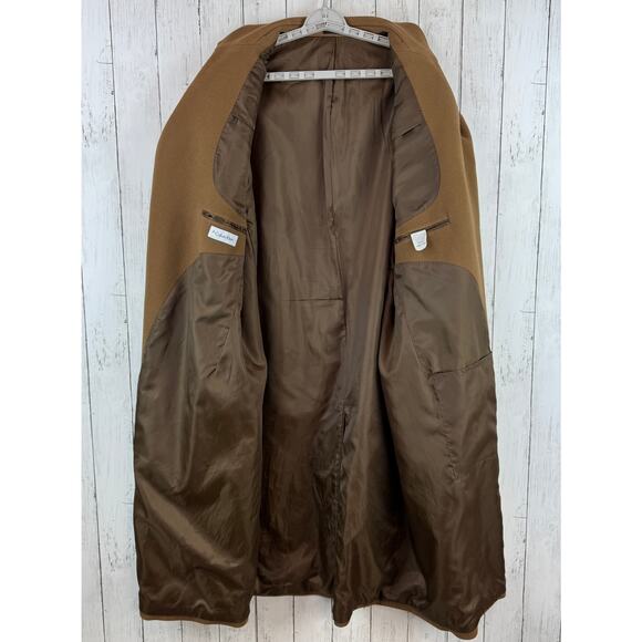 Calvin Klein Brown Wool Cashmere Stewart Coat Single Breasted Men's Size 52XL - Picture 8 of 16